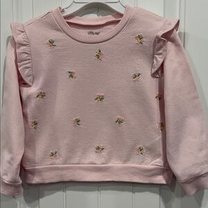 Little Me Pink Floral Sweatshirt with Ruffles